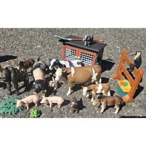 Vintage Schleich FARM AND JUNGLE ANIMAL LOT 20 PIECES